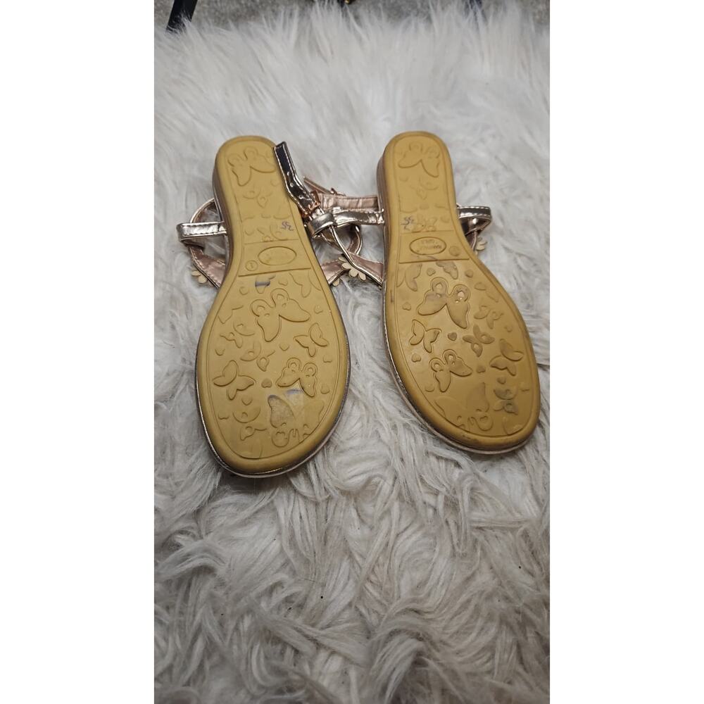 Rampage Girls Floral Pearl Sandals - Rose Gold Metallic - Size 1 - Picture 4 of 5